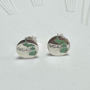 Michigan Map Earrings S925 Sterling Silver Stud Earrings Handmade